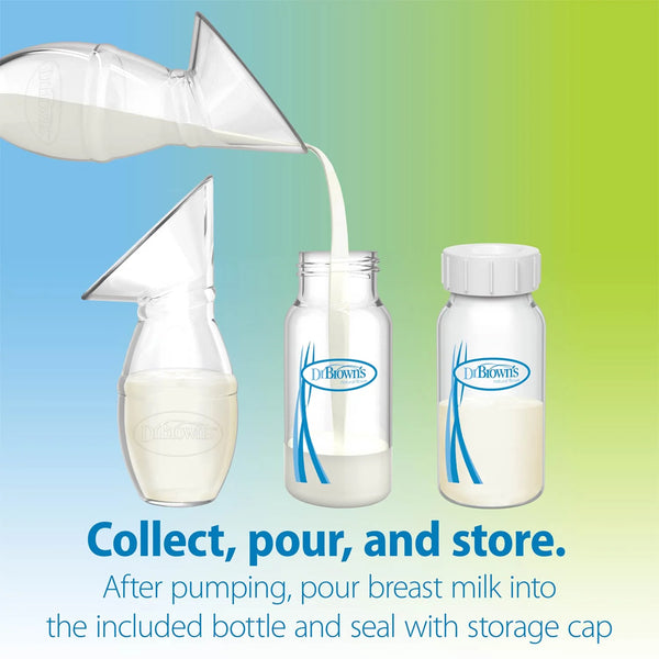 Dr. Browns Silicone One-Piece Breast Pump with Options+ Anti-Colic Bottle and Travel Bag