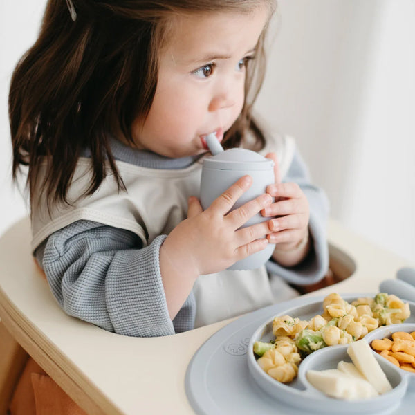 EzPz Mini Cup + Straw Training System for Toddlers - Pewter - Dezine Kids