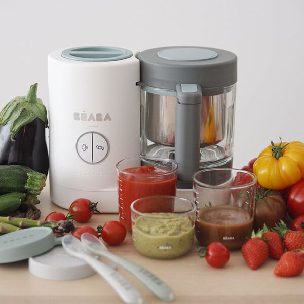 Beaba Babycook Neo 6 In 1 Baby Food Processor, Portable Baby Food Cooker, Puree Maker and Warmer - White Grey