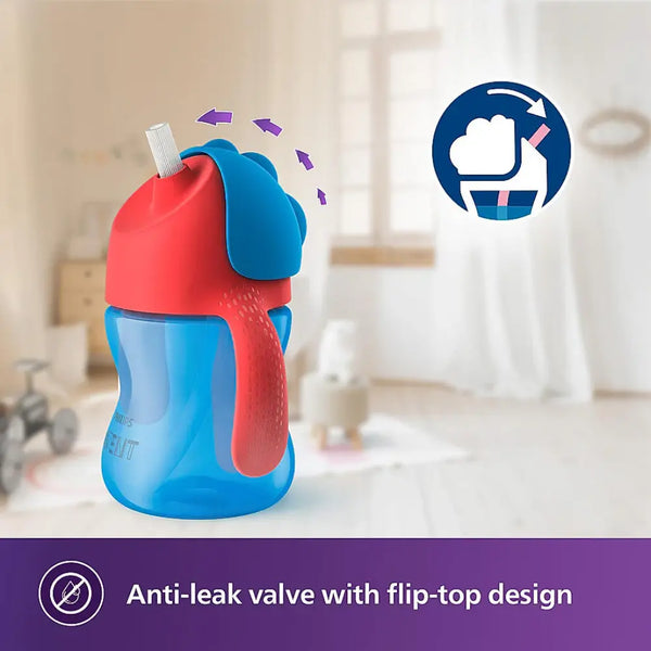 Philips Avent Bendy Twin Handle Straw Cup 200 ml - Blue