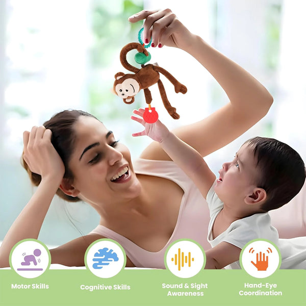 Nuluv Jittery Baby Toy, Vibrating Plush with Soft Fabric - Monkey