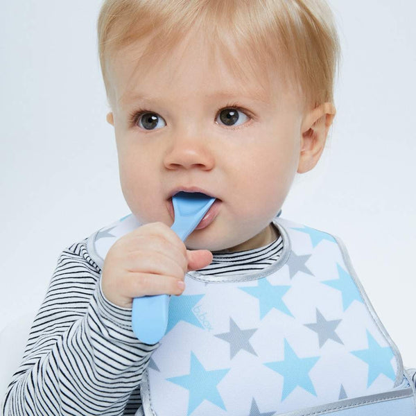 B.Box Baby Soft Bite Flexible Silicone Spoon Set for Infants, Pack of 2 - Red & Blue