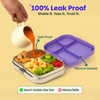 Basil 4 Compartment Stainless steel Lunchbox with Plastic lid - Purple Pop