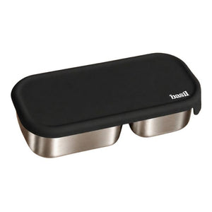 Basil Stainless Steel 2 Compartment Pickle & Dip Container - Classic Black