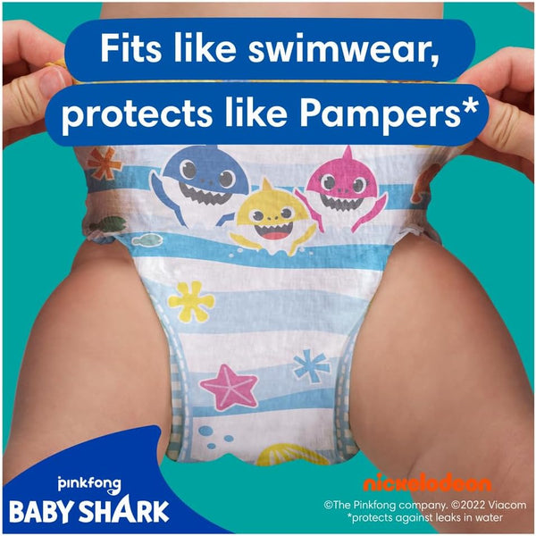 Pampers Splashers Baby Shark Edition Size 4, 88 Count, 9kg to 15kg, Disposable Swim Nappy Pants, for Secure Protection in The Water - Dezine Kids