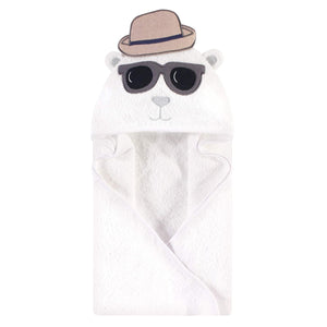 Hudson Baby Animal Face Cotton Hooded Towel, Size 30in x 30in - Handsome Bear