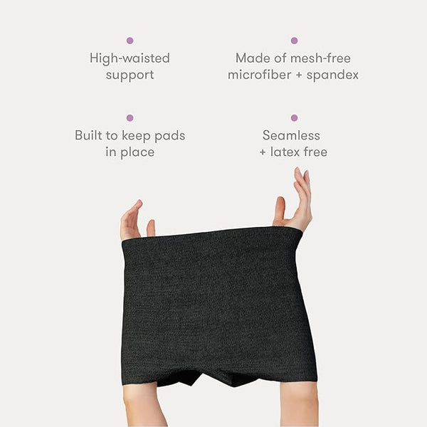 Frida Mom Disposable Postpartum Underwear, Boyshort Panties, Regular Size (Waist 28"-42" Stretch), 8 Pieces - Black