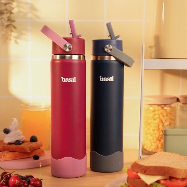 Basil Insulated Stainless steel Sipper with Carry Handle - Classic Plum