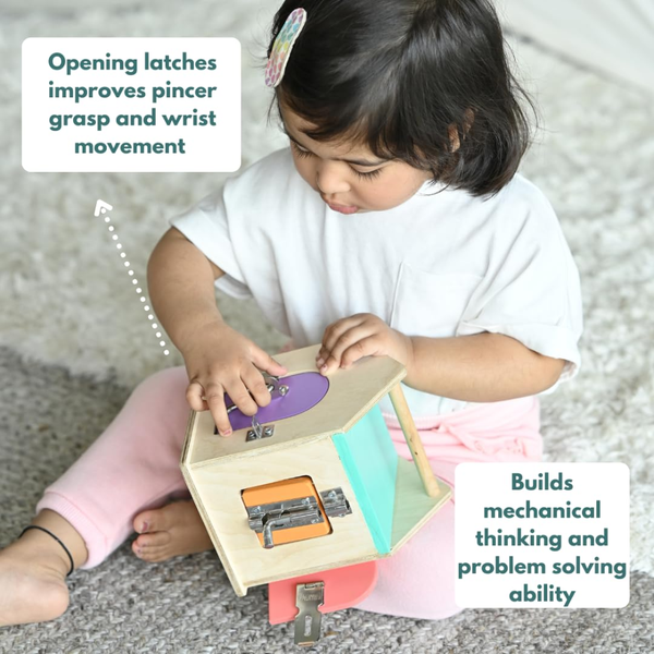 Curious Cub Latches and Locks Montessori Wooden Activity Toy - Dezine Kids