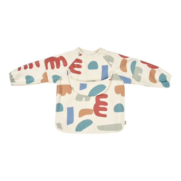 Beaba 2 in 1 Waterproof Bib with Detachable Sleeves, Foldable Food Catcher Pocket - Playful Print - Dezine Kids