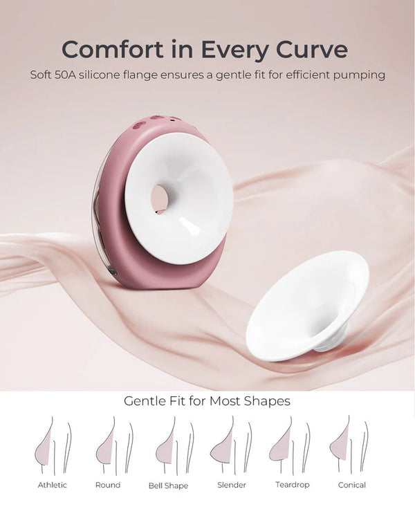 Momcozy Air 1 Ultra Slim Double Wearable Breast Pump, Wireless Charging Case with Real Time Milk Tracking - Red