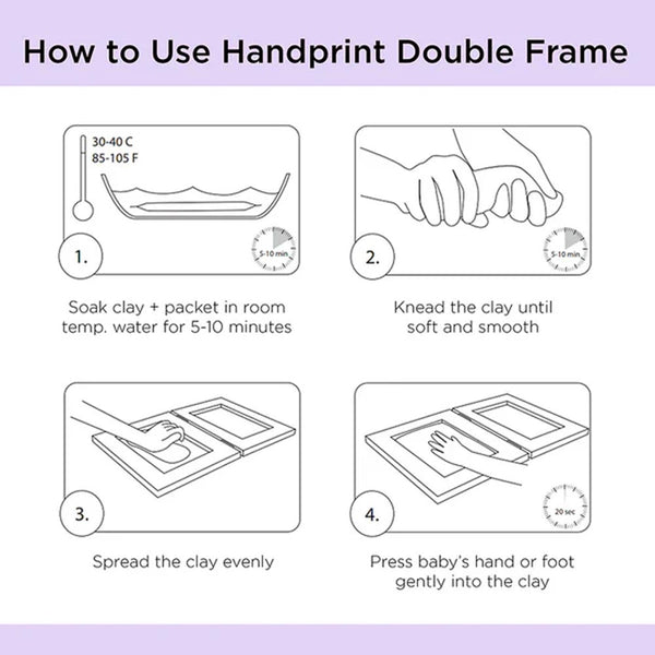 Dooky Gift Set Handprint Double Frame And Memory Box - White