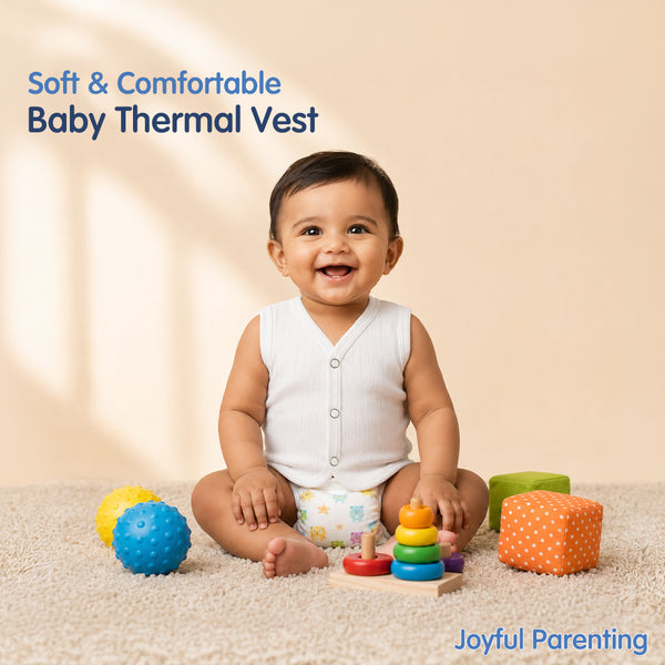 Hopop Baby 100% Cotton Soft & Warm Front Open Thermal Sleeveless Vest