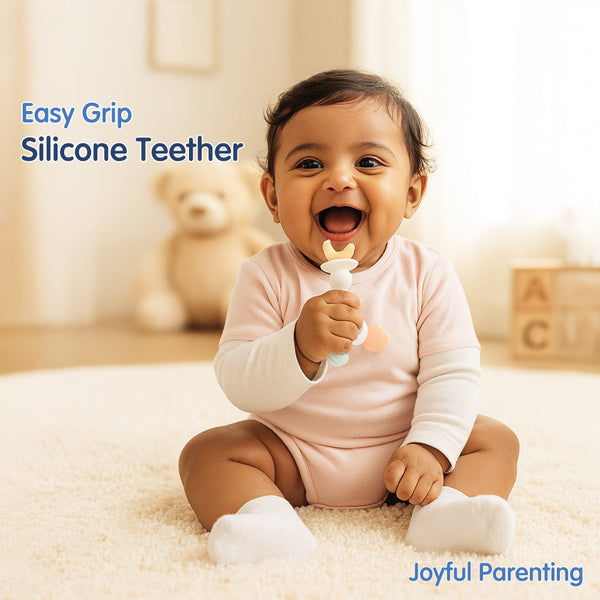 Hopop Silicone Baby Teether | Sensory Chew Toy for Gum Relief | Pack of 1- Assorted - Dezine Kids