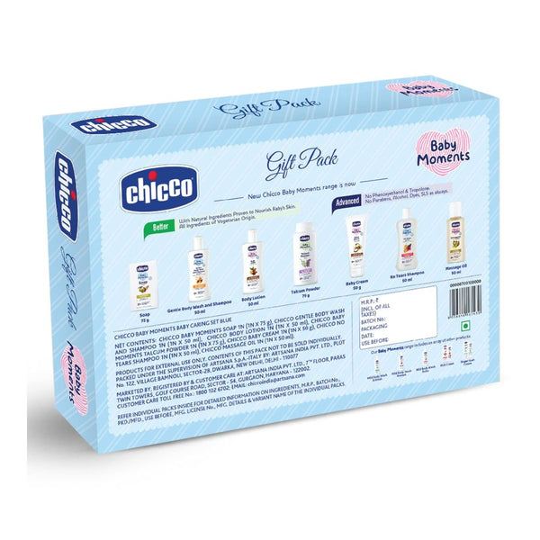 Baby Caring Blue New Born Gift Set-Pack Of 7-Gift For Baby Shower & Baby Birthday- Blue - Dezine Kids