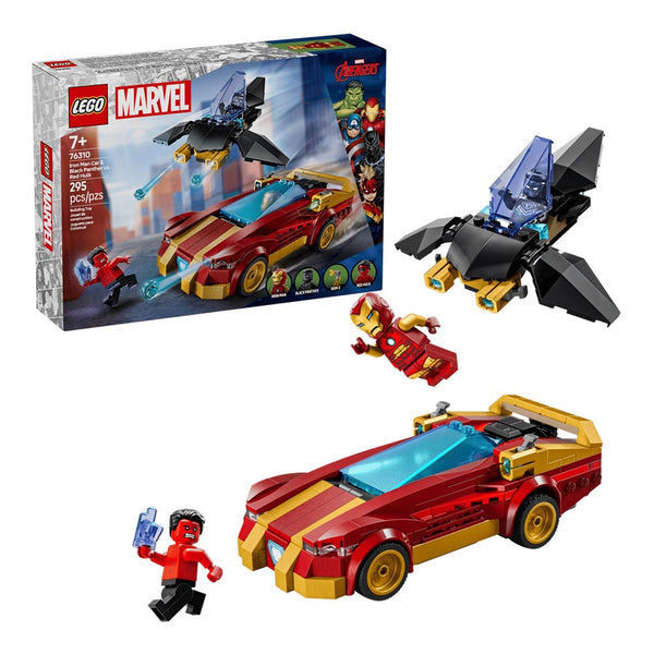 Lego Marvel Iron Man Car & Black Panther vs. Red Hulk