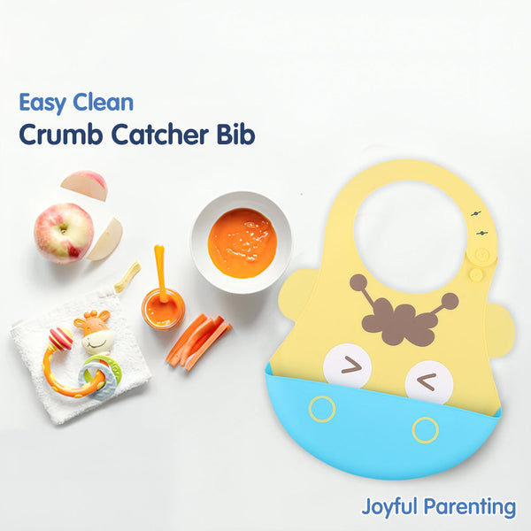 Hopop Easy Clean Crumb Catcher Silicone Bib - Dezine Kids