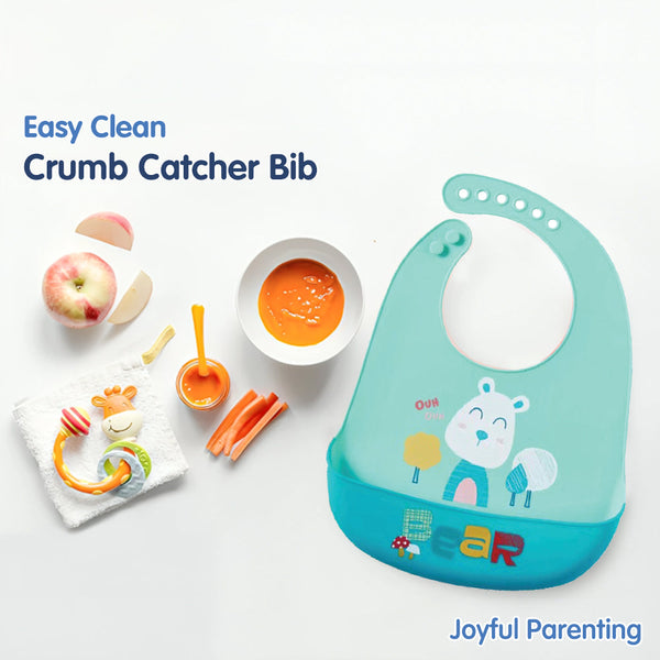 Hopop Easy Clean Crumb Food Catcher Silicone Bib - Dezine Kids