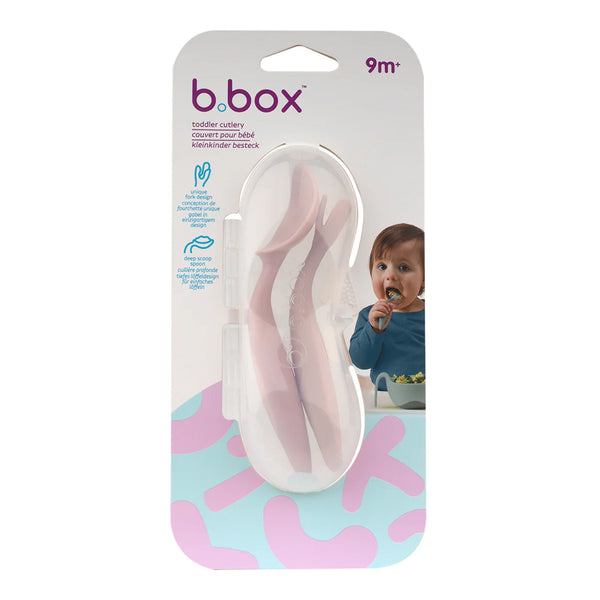B.Box Toddler Cutlery Set Spoon and Fork - Blush Pink