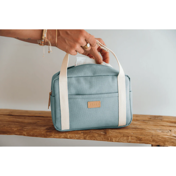 Beaba Mini Paris Baby Diaper Bag with 5L Capacity, Multi Pocket Organizer with Stroller Clips - Sage Green