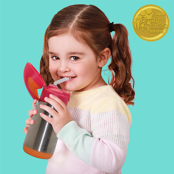 B.Box Insulated Drink Bottle Sipper 350 ml - Strawberry Shake Pink Orange