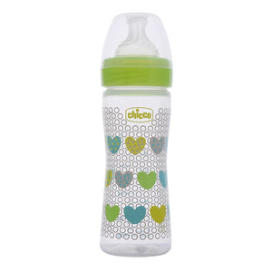 Chicco Well Being 2M+ Medium Flow Baby Bottle 250ml - Green