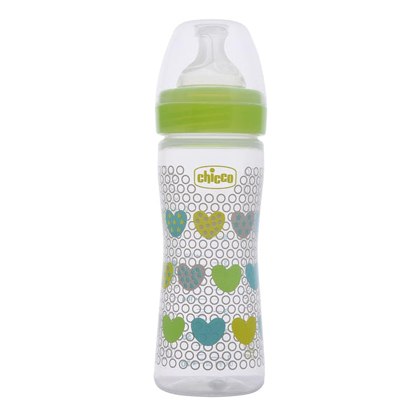 Chicco Well Being 2M+ Medium Flow Baby Bottle 250ml - Green