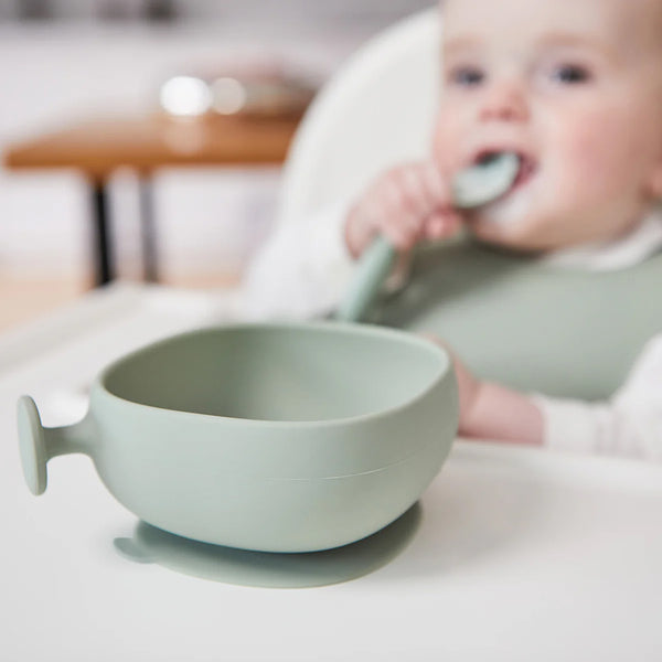 B.Box Silicone Bowl Plus Lid With Suction Base - Sage Green