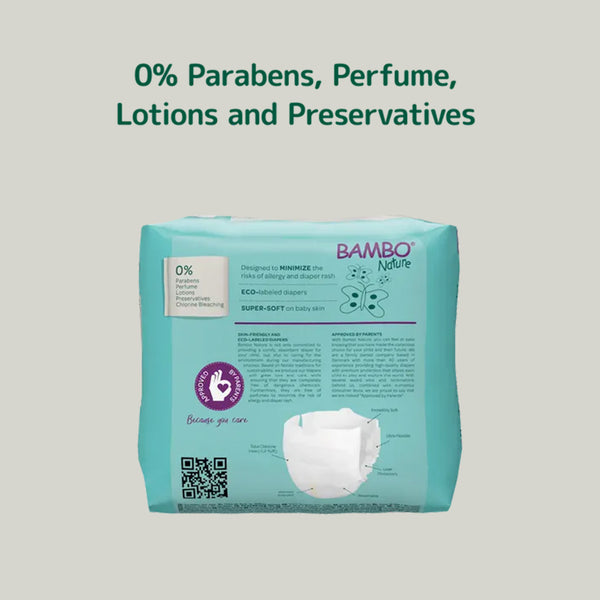 Bambo Nature Tape Diapers, Size 0, XXS Size (1-3 Kgs) 24pcs - Dezine Kids
