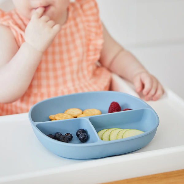 B.Box Silicone Plate Plus Lid With Suction Base - Ocean Blue