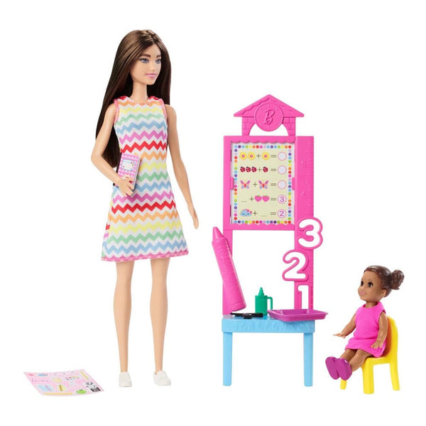 Barbie Teacher Doll with Brunette Toddler Student & Teaching Accessories