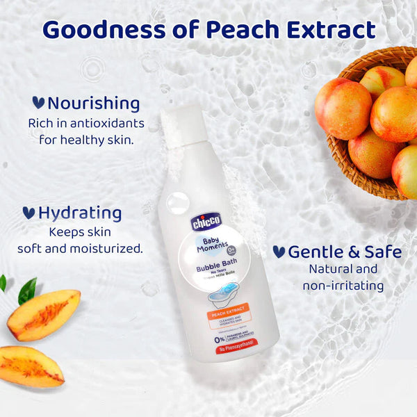 Bubble Bath with Peach Extracts 300ML 0M+ - Dezine Kids