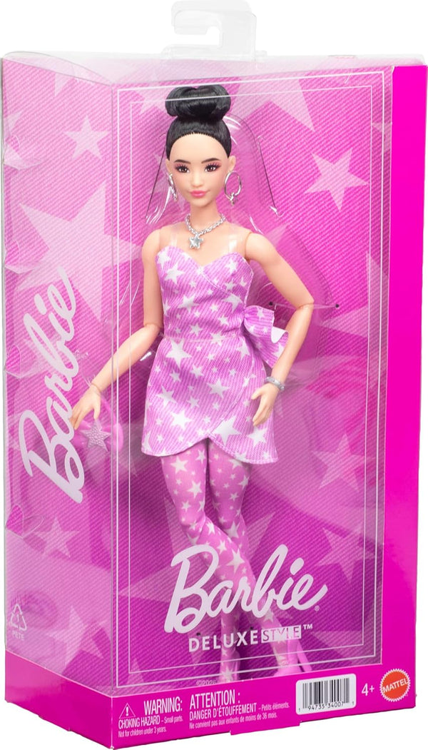 Barbie Deluxe Style Fashion Doll #11 in Pink Denim Star-Print Dress - Dezine Kids