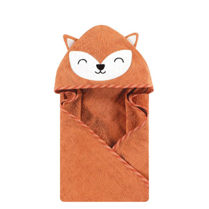 Hudson Baby Animal Face Cotton Hooded Towel, Size 30in x 30in - Orange Fox