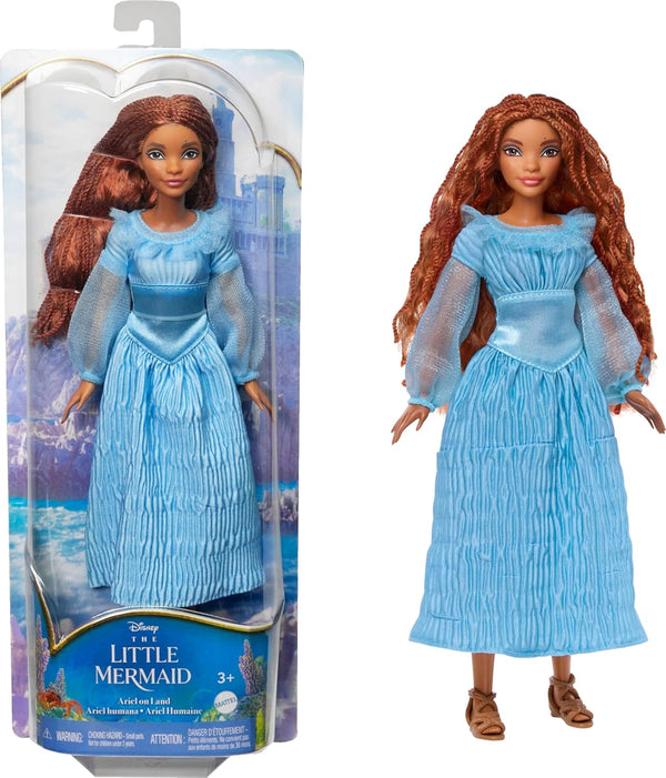 Barbie Disney The Little Mermaid Ariel Fashion Doll On Land in Signature Blue Dress - Dezine Kids