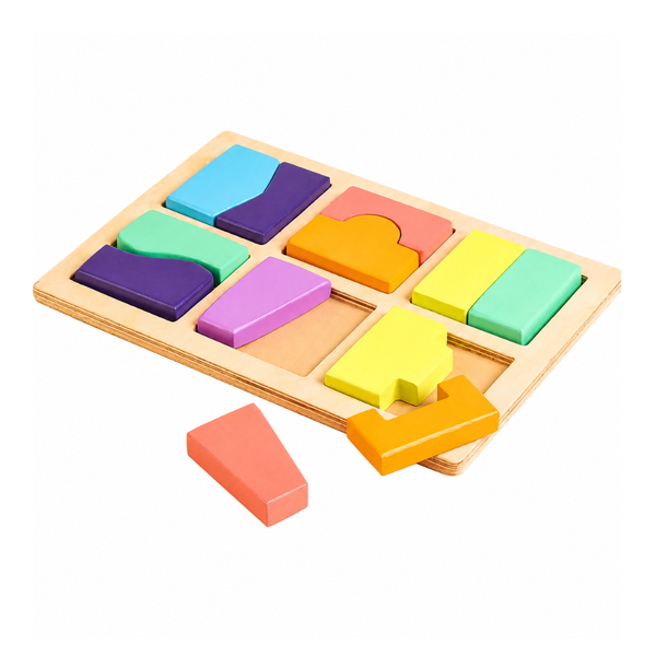 Curious Cub 2 Part Geometry Puzzle Wooden Learning Toy - Dezine Kids