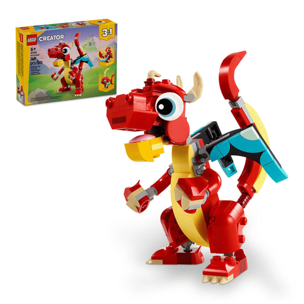 Lego Creator Red Dragon 3 in 1 Animal Toy Set, 149 Pieces