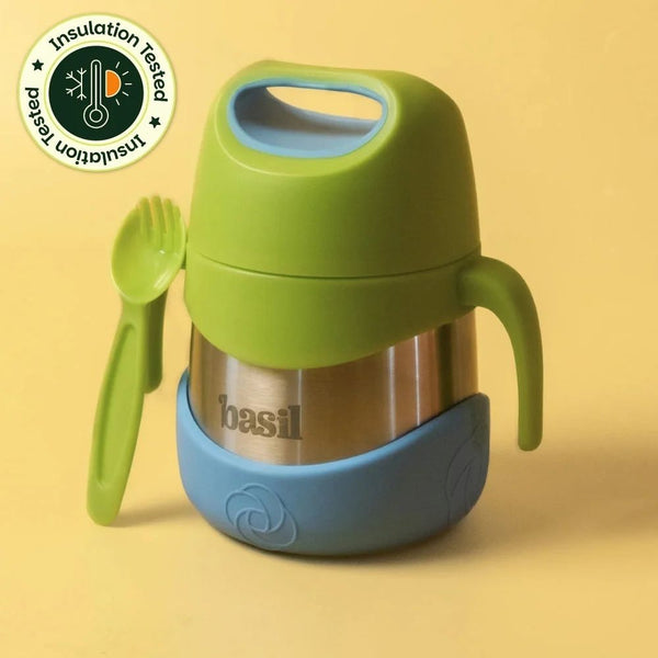 Basil Insulated Food Jar with Carry handle & Spork - Blueberry