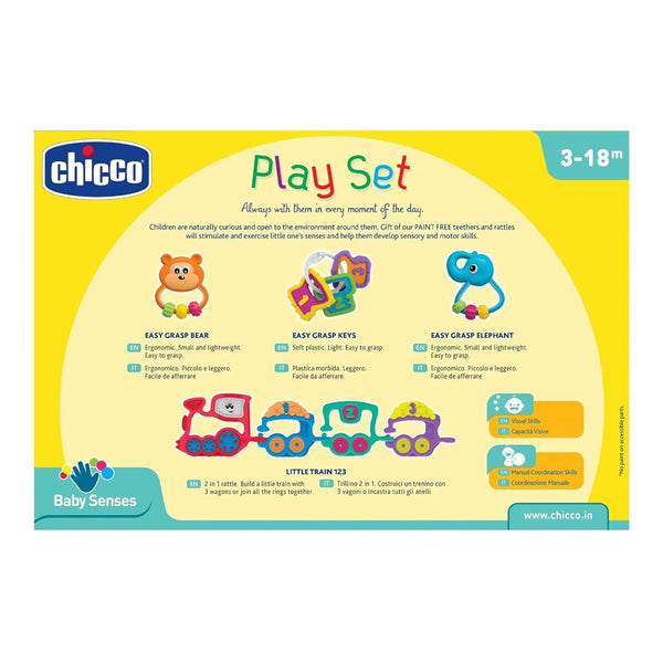Chicco Play Set Rattle Toy Gift For Baby Shower & Baby Birthday - Pack of 4