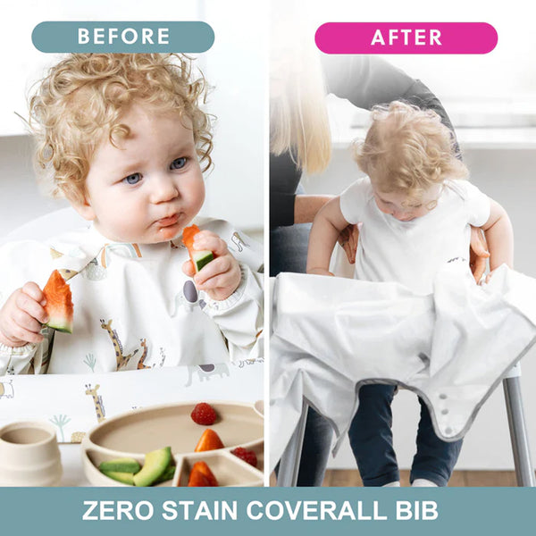 Bibado Long Sleeve Coverall Weaning Bib - Serengeti White