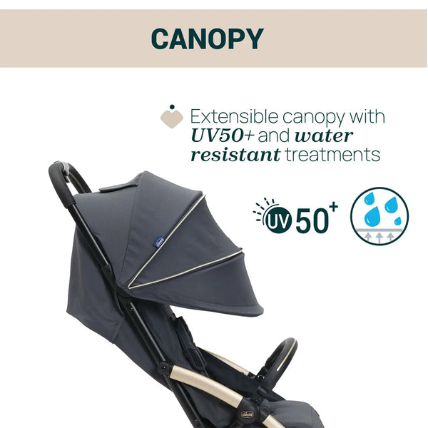 Chicco Goody XPlus Lightweight Stroller with One Hand Fold Flat Reclining Seat For 0 to 4Y (Upto 22 Kg) - Dark Shadow