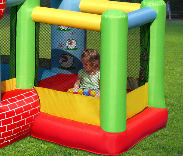 Happy Hop Castle Bouncer With Farmyard Ballpit