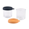 Beaba Glass Storage Container, Airtight Jar with Graduation Measuring Scale, 250ml, Set of 2 - Night Blue & Honey - Dezine Kids