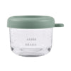 Beaba Glass Storage Container, Airtight Container with Graduation Measuring Scale, 150ml - Sage Green - Dezine Kids
