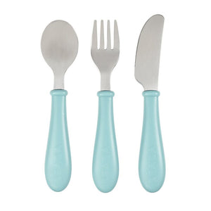 Beaba 3 Piece Stainless Steel Baby Feeding Set - Airy green