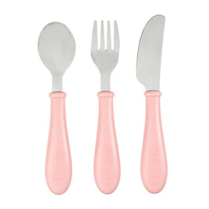Beaba 3 Piece Stainless Steel Baby Feeding Set - Vintage pink
