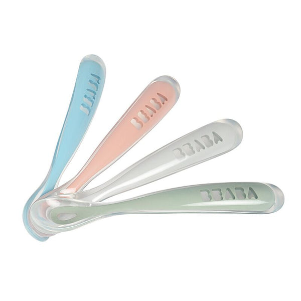 Beaba Set of 4 Easy-Grip 1st Stage Silicone Spoons eucalyptus - Dezine Kids