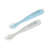Beaba Set of 2 Easy-Grip 1st Stage Silicone Spoons-Windy Blue/ Light Mist - Dezine Kids