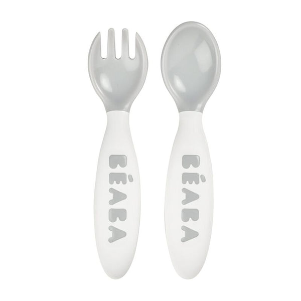 Beaba 2nd stage ergonomic cutlery set 2 pieces - Light Mist - Dezine Kids