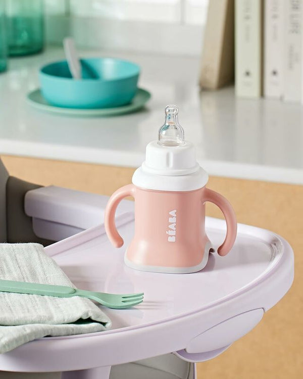 Beaba 3 in 1 Evoluclip Training Cup - Pink - Dezine Kids